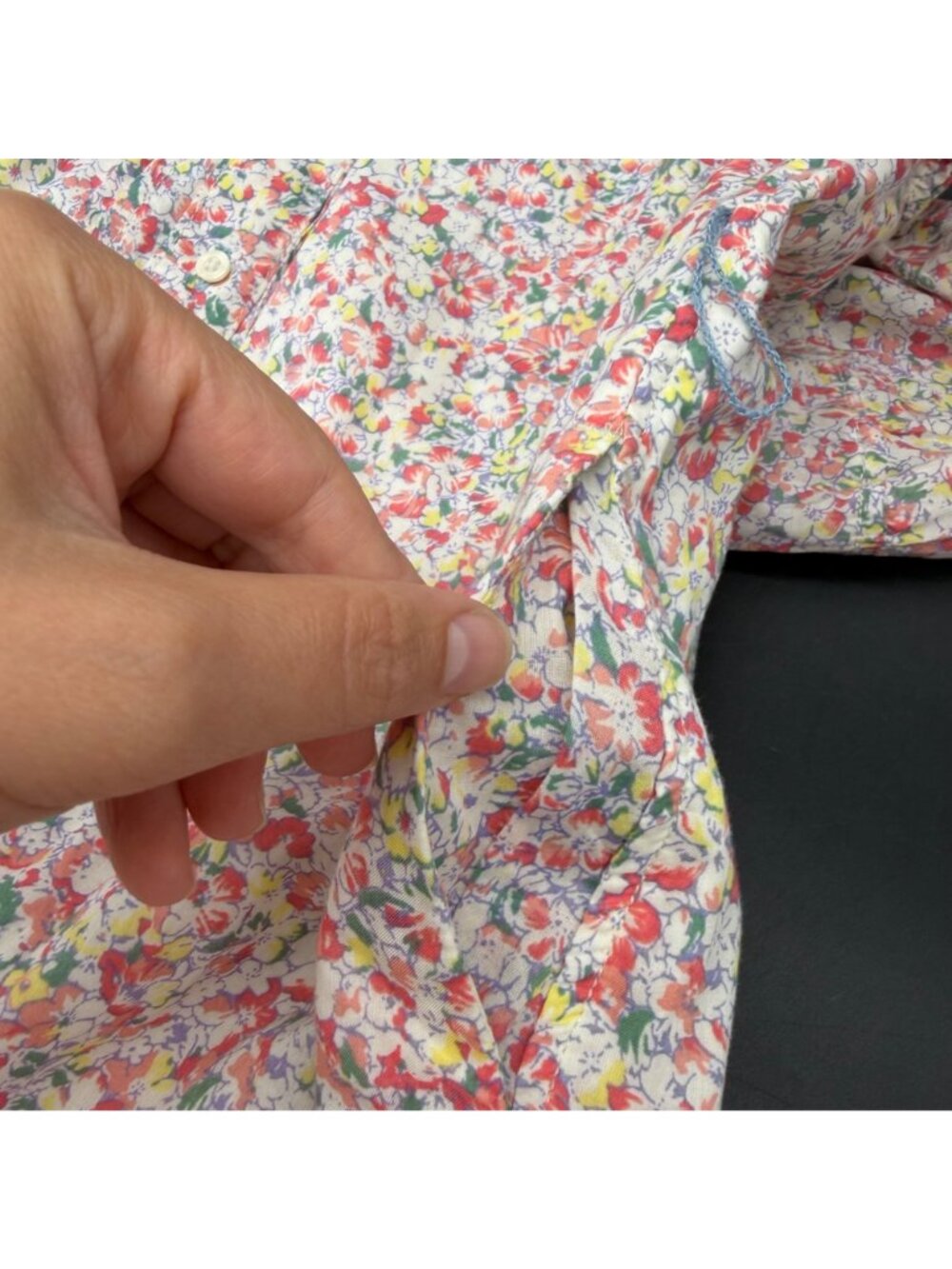 Lauren Ralph Lauren Floral Shirt Dress Cotton Tie Waist Size 6 Pockets Flowers - Picture 6 of 8